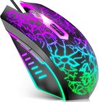 VersionTech Gaming Mouse, 4 DPI Settings Up to 3600 DPI, Light Up RGB Ergonomic Optical Gaming Mice for Laptop/mac, Computer Wired USB Mouse, 7 Colors LED Backlight, 6 Programmable Buttons-Black