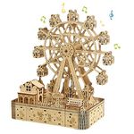 3D Wooden Puzzle, Ferris Wheel Music Box With Light, DIY Wooden Model Craft Kits, Assembly Wooden Puzzle Toy, DIY Mechanical Construction, Craft Set Wooden Gift for Adults and Teenagers