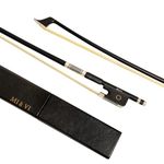 MI&VI Carbon Fiber Cello Bow w/Ebony Frog, Round Silver Mounted Nickel Stick (Cello 4/4)