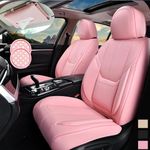 HOMOSTARRY Car Seat Cover Nappa Leather, Waterproof Car Seat Protector Cover Airbag Compatible, Vehicles Cushion Universal Fit for Most Sedans, Pick-up Trucks (Pink, Front Pair)