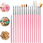 15pcs Cake Painting Brushes Kit Food Safe Baking Brush Tools,Fondant Cookie Painting Brushes Tools for Cookie Cake Decoration (Pink)