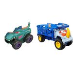 Hot Wheels Monster Trucks, Car Chompin' Mega Wrex, Eats and Dumps Cars, Lights & TOTAL Monster Trucks Monster Mover Rhino, Toy Car Hauler, Holds 12 1:64 Scale Monster Trucks or 32