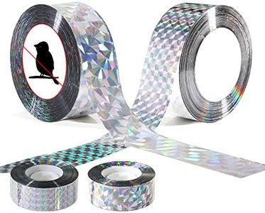 SAVITA 2pcs Bird Reflective Scare Tape Ribbon Outdoor, 328ft Laser Bird Scare Repellent Flash Double Sided Reflective Holographic Tape to Keep Away Woodpeckers, Pigeons, Grackles from Home, Garden