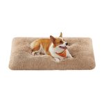 Feandrea Large Dog Bed, Fluffy Anti Anxiety Dog Crate Mattress, Calming Pet Beds, Washable Dog Pillow Cushion, Plush Dog Mat with Anti-Slip Bottom, 110 x 73 cm, Camel Brown PGW203K01