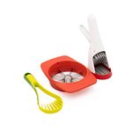 Bundle of Chef'n Strawberry Slicester Fruit Slicer,White + Chef'n Slicester Apple Corer and Slicer, Stainless Steel, Red+ Chef'n Flexicado Avocado Slicer Tool, Green