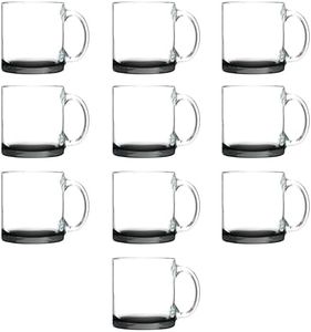 Libbey Clear Glass Coffee Mugs 13 oz. Set of 10, Bulk Pack - Perfect for Coffee, Tea, Espresso, Hot Cocoa, Other Beverages - Black
