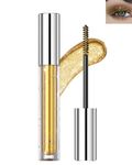 Glitter Mascara for Eyelashes, Sparkling Gold Colored Mascara Waterproof Long Lasting Diamond Mascara, Smudge-Proof No Clumping Colorful Eyes Makeup for Women Wedding Stage Music Festival (02#Gold)