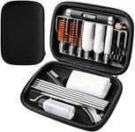 ESON Shotgun Cleaning Kit 12 20 410 - Gauge Caliber 21 in 1 Zippered Compact Portable Case Bronze Brush, Brass Adaptor, Cotton Mop, Pick, Patch Holder, Patches, Empty Oil Bottle (Black)