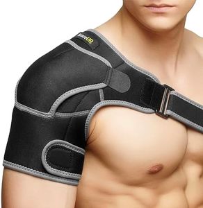 BraceUP Shoulder Brace with Adjustable Support and Ice Pad Pocket for Pain Relief, Rotator Cuff Recovery, and Injury Prevention - Ideal for Men and Women, One Size Fits Most
