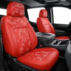 Carlimeki Leather Seat Cover Custom Fit for Chevy Silverado & GMC Sierra 1500 (2019–2026) & 2500HD/3500HD (2020–2026) - Designed for 2nd-Row Seatback - NO Storage Pocket, Front Bucket Seat, Crew Cab