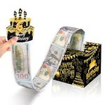 Happy Birthday Surprise Money Box for Cash Gift Pull, Funny Birthday Money Holder for Cash with Pull Out DIY Card Box for Parents, Loved Ones, Kids and Friends (Birthday Black)