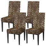 Stretch Chair Covers for Dining Room Set of 4, Animal Leopard Skin Print Removable Washable Stretch Chair Slipcovers Protector Cover for Home Hotel Ceremony Banquet Party