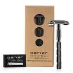 PARKER Safety Razor 22R - Gunmetal Finish Butterfly Open Safety Razor And 5 Parker Razor Blades Metallic