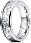 Three Keys Jewelry Mens Gear Charming Jewelers Tungsten Punk Mechanical Foil Opal Meteorite Inlay Polished Wedding Carbide Ring Band for Men Engagement Blue Silver Size 12.5N