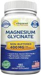 aSquared Nutrition Magnesium Glycinate 400mg - 180 Tablets - Max Strength Magnesium Bisglycinate Supplement -Maximum Bioavailability & Absorption-Non-GMO -Not Buffered-Supports Muscles, Bones & Heart