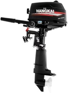 Hangkai Outboard Motor, 2-Stroke 6HP Short-Shaft Fishing Boat Motor 102CC Outboard Motor Marine Engine With CDI Ignition System And Water-Cooling,4500-5500R/Min For Inflatable Boats, Fishing Boats