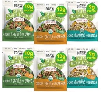 BeanVIVO - Variety 6 Pack Salad Protein Boosters - Seasoned, Garlic & Herbs, Edamame - Delivering a burst of taste and 10g of protein-packed goodness in every pouch 5oz pouches each