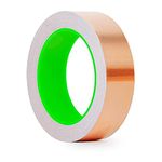 20M Copper Foil Tape Snail Slug Repellent Tape, 25mm Wide Self Adhesive Dual Conductive Slug Barrier Copper Tape for Guitar EMI Shielding, Soldering, Electrical Repair,Stained Glass & Plant Protection