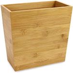 Bamboo Waste Paper Bin | Slimline Under Desk Office Paper Recycling Basket | Eco-Friendly Wooden Rubbish Trash Can | M&W