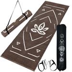 House of Handmade™ - Yoga mat for Women Men with Assist lines 7mm Thick 2X6 feet Anti Skid for Home Workout, Exercise Mat with Carry bag and Strap, BROWN