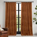 RYB HOME Velvet Blackout Curtains - Back Tab Plush Privacy Blackout Energy Efficient Window Treatment Retro Luxury Decoration for Living Room Cottage, W52 x L90, Golden Oak, 2 Pieces