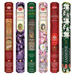 HEM Precious Combo Incense Assorted Pack of 120 Sticks - Pack of 6 | Floral Fragrances | Lavender | Lotus | Jasmine Blossom | Musk | Frankincense/Loban |Precious Chandan | Burning Time: 35-40 Minutes