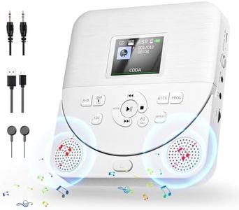 Lecteur CD Portable avec Bluetooth, FELEMAN Lecteur CD avec Haut-parleurs/Batterie Rechargeable/écran/écouteurs, Lecteur CD pour Voiture avec câble AUX, Carte TF insérable, Blanc