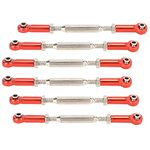 6Pcs Rc Car Push Rod, Rc Car Turnbuckle Rod, 1/10 1/8 Rc Buggy for Rc Truggy Rc Truck Rc Car Model(Red)