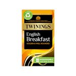 Twinings English Breakfast Black Tea Golden, Well Rounded & Full Bodied, 40 Biodegradable Tea Bags