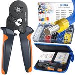 Preciva Ferrule Crimper Plier Set, 0.25-6mm²/AWG23-10 Self-Adjustable Ratchet Bootlace Terminal Crimping Tool, Electrical Ferrule Wire Crimping Tool with 1900 Cable Ferrules End Sleeve Connectors