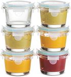 Small Glass Meal Prep Food Storage Container - Airtight, Leakproof, Microwave & Dishwasher Safe - Perfect for Snacks, Dips, 6 Count - Teal