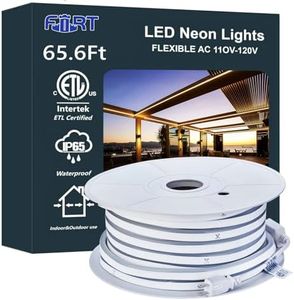 FORT LED Neon Rope Lights Outdoor Warm White‌ 65.6FT led Lights Strip- 120V ETL Certifie Waterproof for Christmas/Wedding/Garden/Patio/Party/Walkway/Deck Railing/soffits/Playhouse Decoration