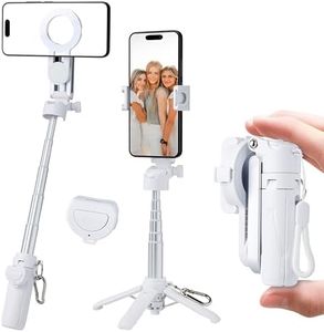 Magnetic Tripod for Phone,2 in 1 for Magsafe Stand＆ Clip Portable Pocket Size Selfie Stick for Android/iPhone,Phone Holder with Wireless Rechargeable Remote Control for Photography, Live Streaming