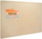 Large Bulletin Board - 48 x 36 Inches, Decorative Felt Pin Board for Wall - 4' x 3' Foldable Photo Display Board with Self-Adhesive Tape, Includes 20 Push Pins - Beige Brown