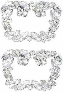 Lasyman Square Rhinestone Wedding Rose Gold Crystal Shoe Clips Pearl Detachable Heels Decoration Accessories Bridal Clip Pumps Silver Glitte Shoe Jewelry Decorative