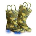 FUNCOO PLUS Kids Wellies for Boys, Unisex Toddler Wellingtons Boots Childrens Light Up Wellies Handle It Rain boots Size 8 UK Child