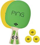 Donic-Schildkröt Ping Pong Table Tennis Set, 2 Bats with Green/Yellow Pads, 3 Yellow Balls, in a Carrying Bag