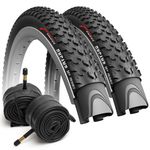 Fincci Set of Foldable 27.5 x 2.10 Inch Bike Tyres Oncamp 54-584 with Schrader Inner Tubes for Road Mountain MTB Mud Dirt Offroad Bicycle (Pack of 2)