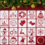 20Pcs Small Christmas Stencils for Painting Reusable Christmas Painting Craft Stencils Christmas Ornament Stencils DIY Crafts Stencils for Painting on Wood