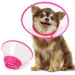 Vivifying Dog Cone Collar, 8-9.6 Inches Lightweight Plastic Elizabethan Collar Soft Medical Surgery Recovery Collar for Small Dog and Large Cat(Pink)