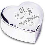 21st 21 Twentyfirst Happy Birthday Hearts Heart Shaped Trinket Box Keepsake Gifts Ideas For Her Ladies