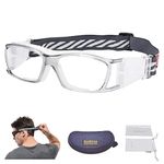 SooGree Basketball Dribbling Glasses Sports Protective Eyewear Goggles for Men Women(Gray frame White pad)