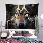 Wolf Tapestry, Wolf Tapestries, Aesthetic Wolf Wall Blanket for Home, Cool Wolf Dorm Bedroom Wall Hanging, Wolf Poster Tapestry for Boys Men Room Decor, Wolf Wall Art Decor, Wolf Wall Tapestry-51*59