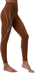 BALEAF Freeleaf Broadway High Waisted Leggings for Women, 25" Dance Yoga Workout Running Athletic Contrast Stripe Tummy Control Soft Pants with Pockets, Brown XXL