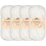 JubileeYarn Bamboo Cotton Sport 4 Ply Yarn - 50g/Skein - White - 4 Skeins