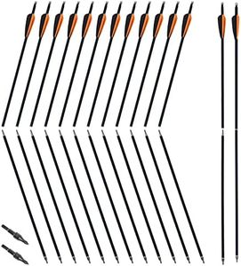 Mxessua 2 Piece Arrows Takedown Carbon Arrows Portable for Takedown Longbow Recurve Compound Bow Survival Bow Traveling Spine 500, 12 Pack