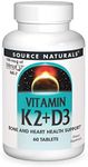 Source Naturals Vitamin K2 + D3 Bone & Heart Health Complex - 400 IU Vitamin D3 & 100 mcg Vitamin K2 (MK-7) with Calcium - 60 Tablets