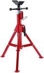 V-Head Pipe Stand, 1/8"-12" Capacity and Durable Carbon Steel Construction,Heavy-Duty V-Head Pipe Stand,Adjustable Height 28"-52, High Load Capacity 2550 lb, and Folding Design for Easy Portability