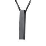 U7 Black Pendant Necklace for Men Boys Women Gift Stainless Steel Jewelry Minimalist Simple Bar Necklace