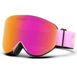 TOREGE Ski Goggles, Snow Sports Goggles with Anti-fog Spherical Lens, Snowboard Goggles for Men Women Adult Youth (Matte Pink Frame & REVO Pink Lens TG09C5)